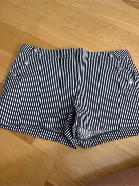 LOFT Navy and White Striped Shorts - Riviera short